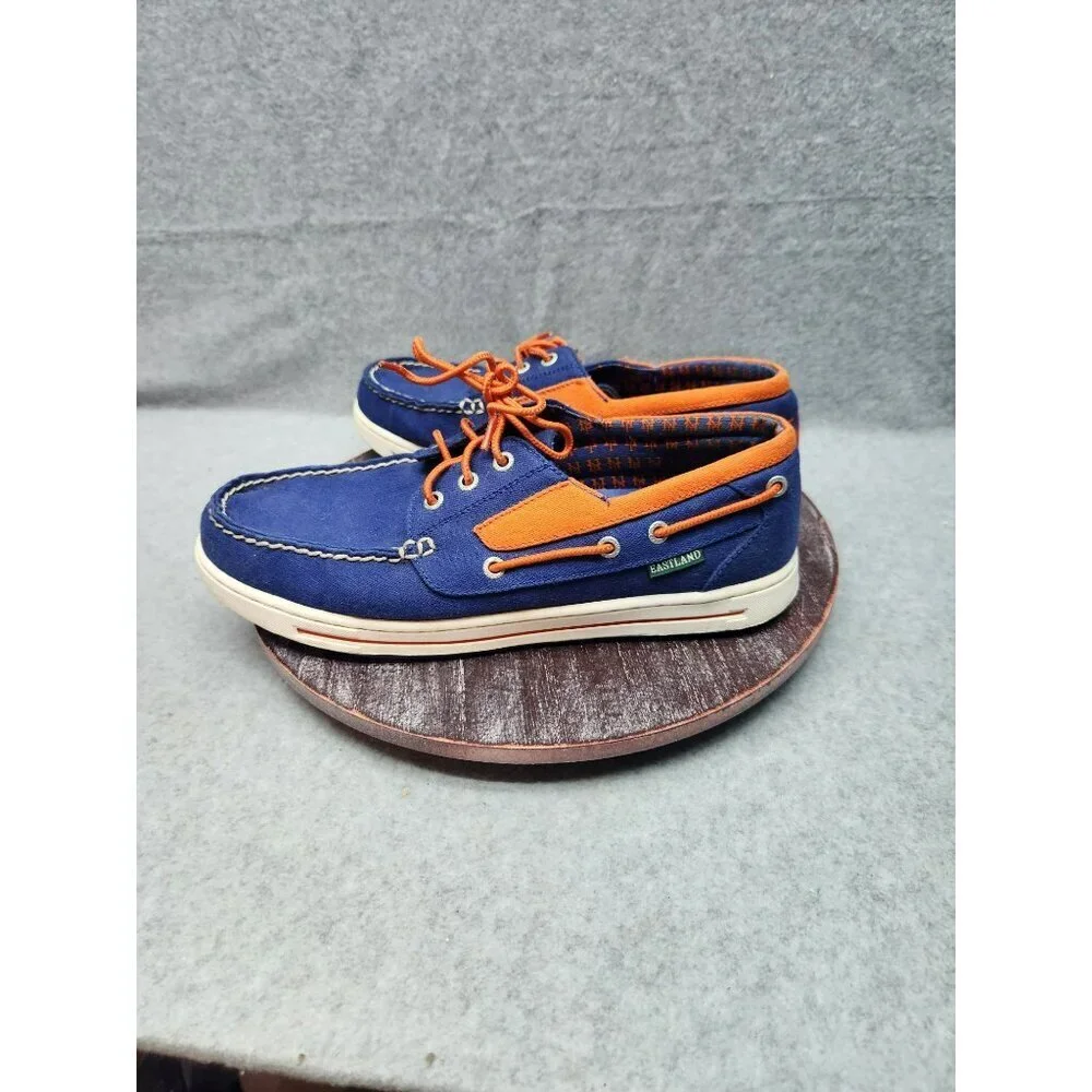 Mens Eastland MLB New York Mets Boat Shoes Size 10 Blue & Orange Canvas